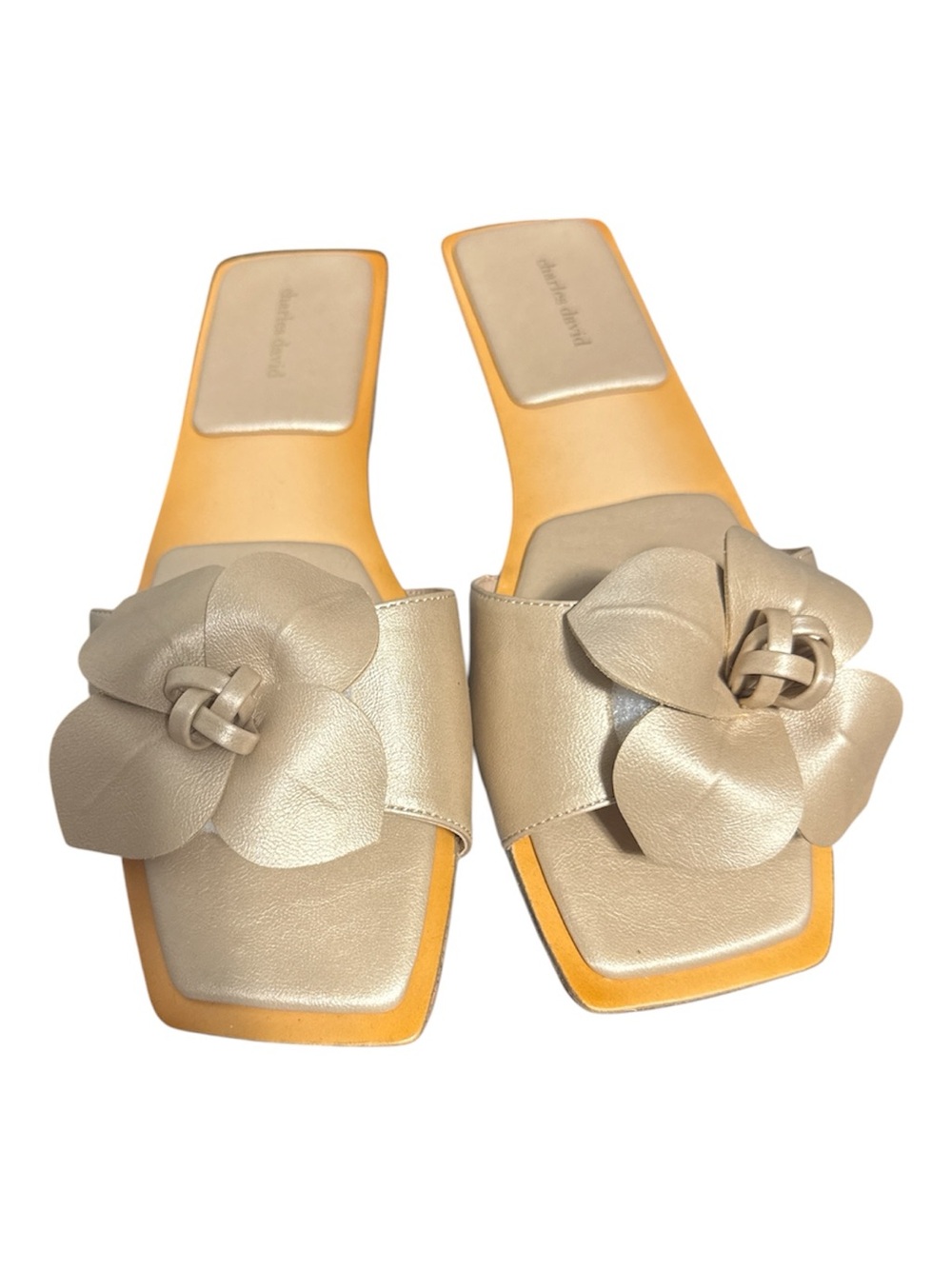 Charles David Gold Flower Slip-On Sandals size 8